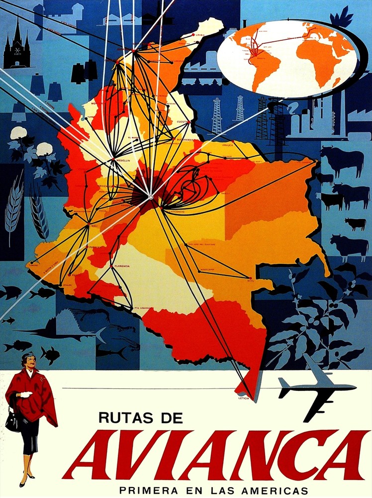 7747.Decoration Poster.Home Room wall interior design.Colombia travel.Aviation