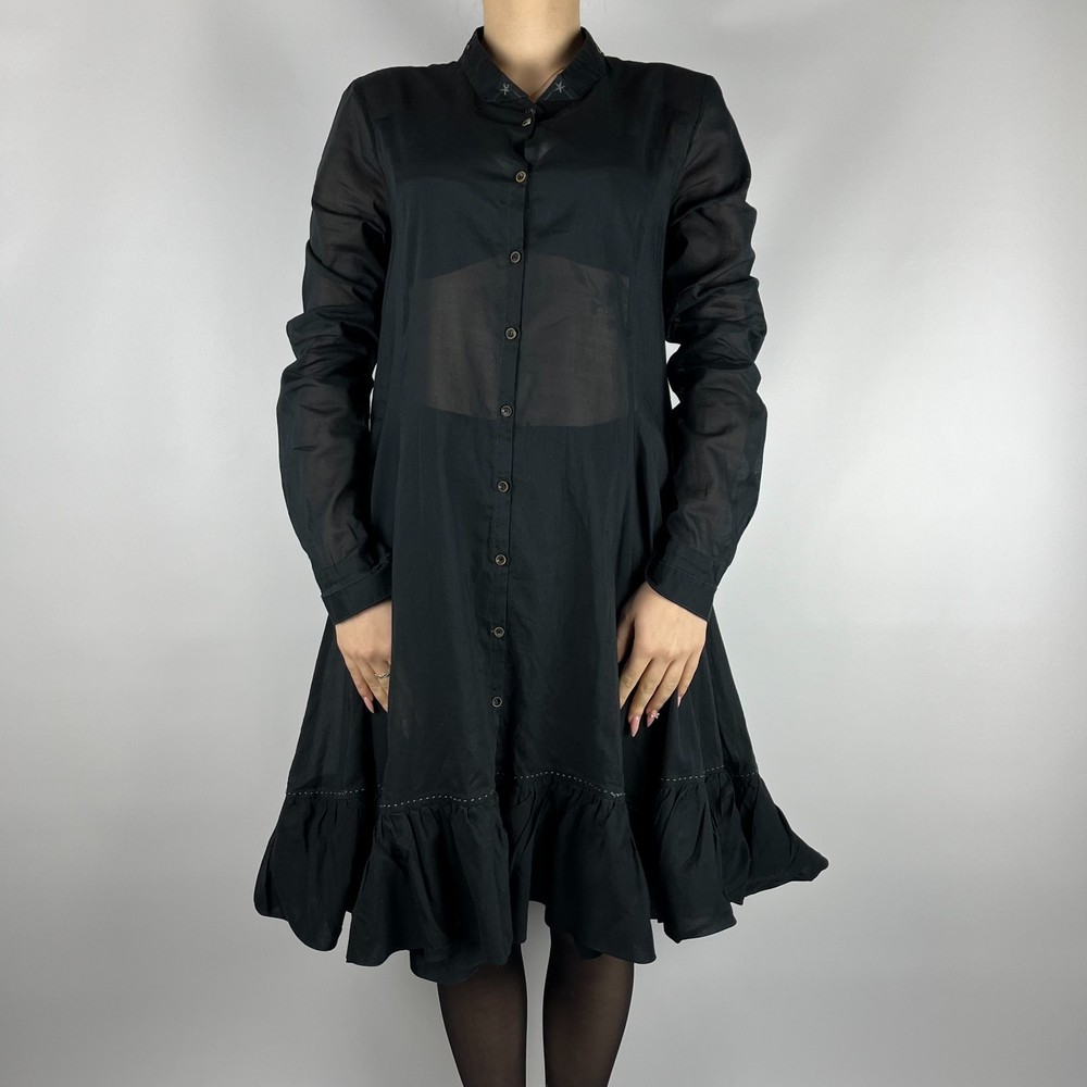 Marithe Francois Girbaud Ladies Avant Garde Black Long Sleeve Dress Size L