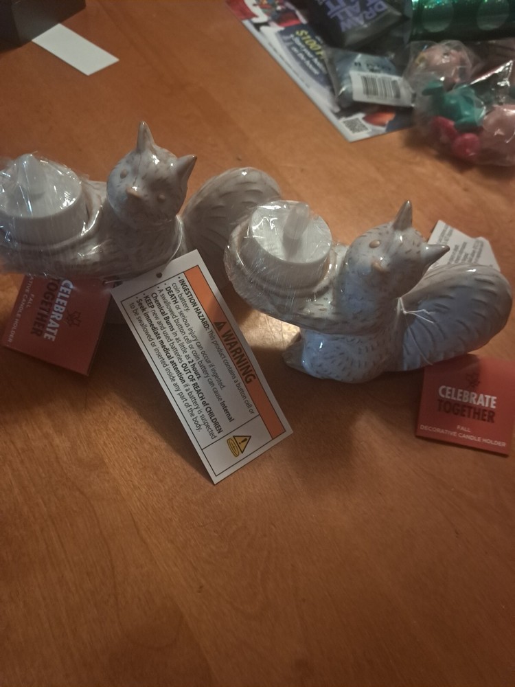 Celebrate Together Set Of Two Ceramic Squirrel Tea Light Holders