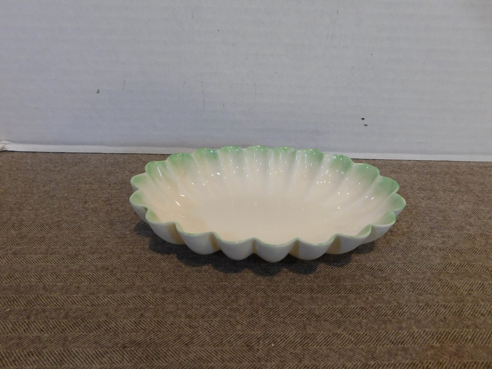 Belleek Oval Ribbed Candy Dish