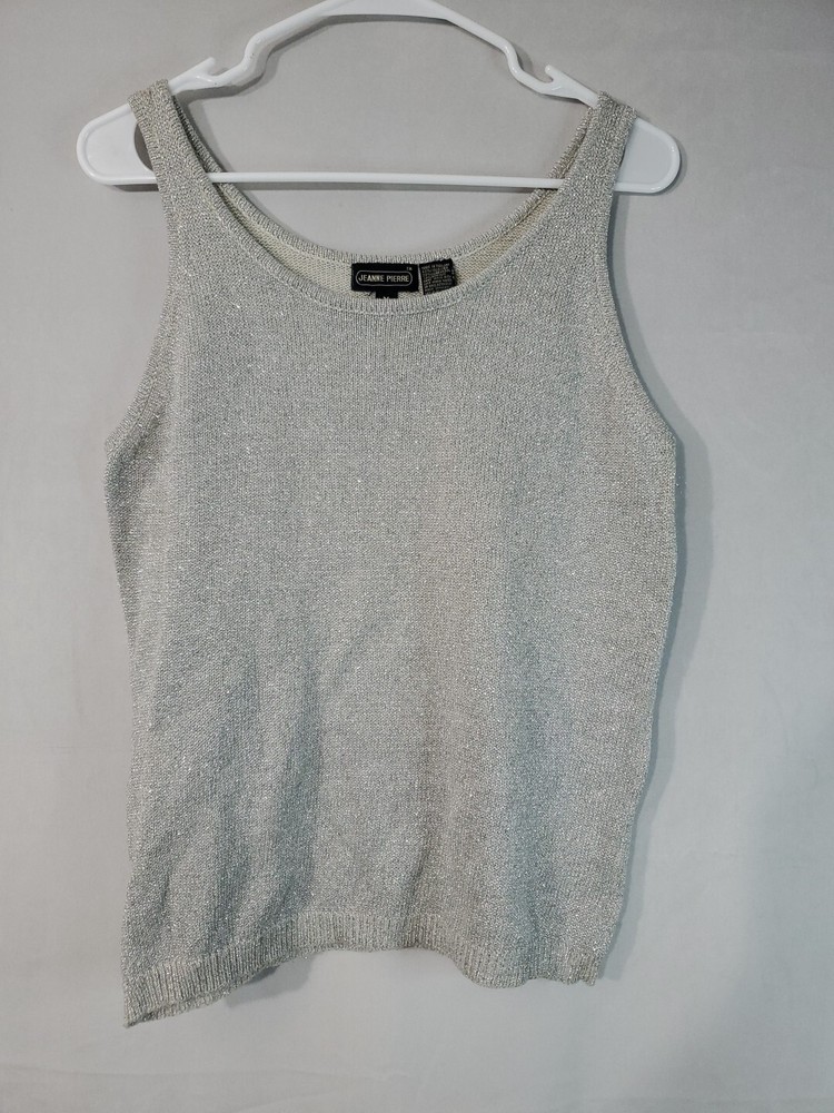 Vintage Jeanne Pierre Tank Top Women's Size Medium Metallic Lamb Lambswool Blend