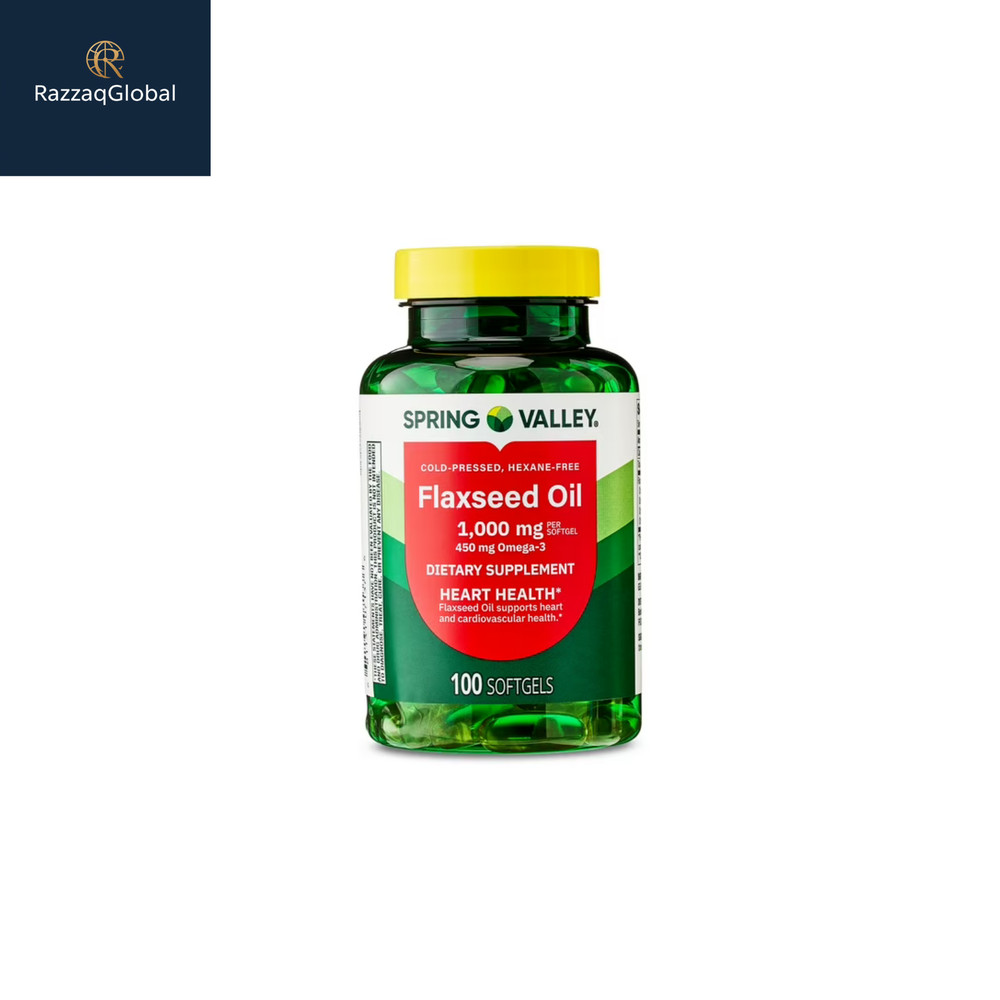 Spring Valley Flaxseed Oil Softgels Dietary Supplement, 1,000 mg, 100 Count