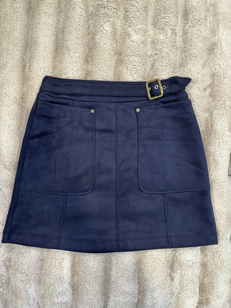 Marc New York Mini Skirt Womens Blue Faux Suede Size XS
