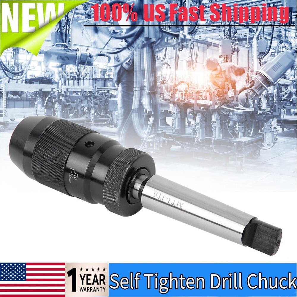 1-16mm Self-Tightening Keyless Drill Chuck MT3 JT6 Morse Taper Lathe Tool