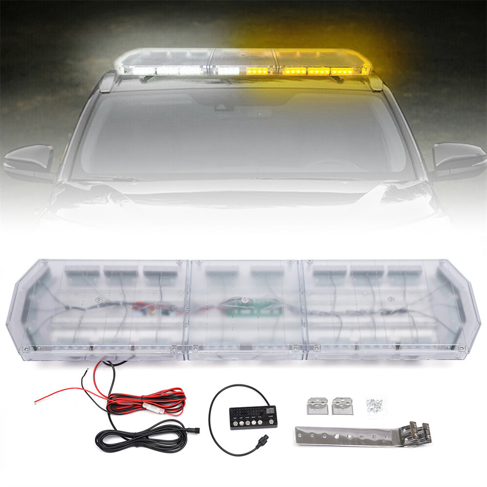 48 88-LED Strobe Light Bar Emergency Warn Beacon Tow Truck Response Amber White