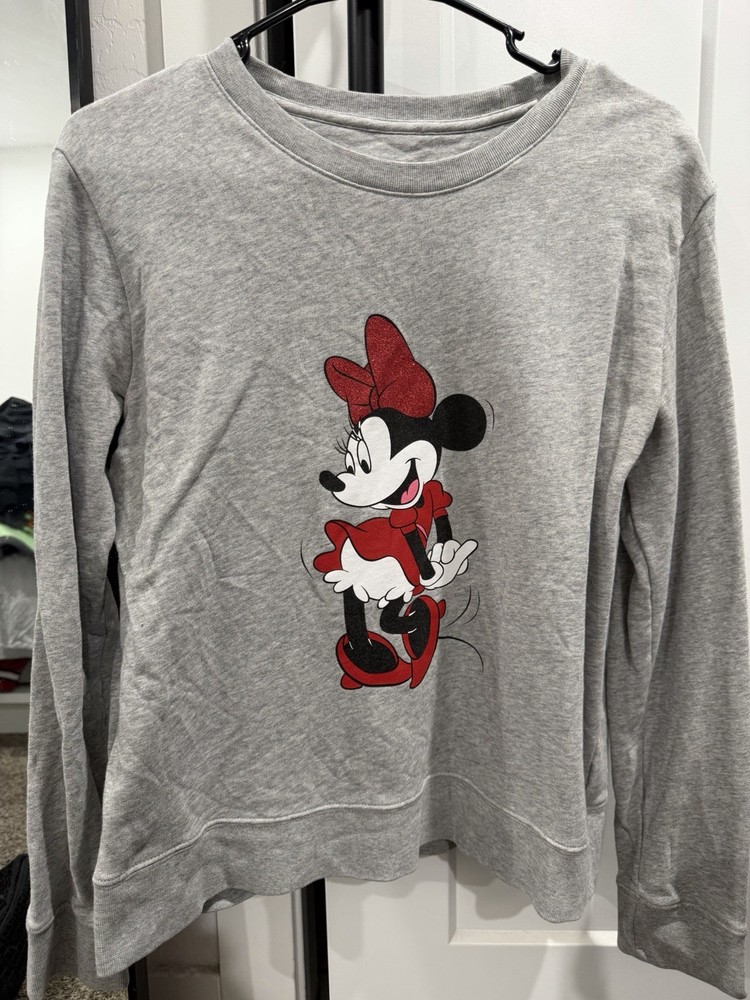 Kate Spade New York Minnie Mouse Gray Graphic Sweatshirt Women's M Crew Neck