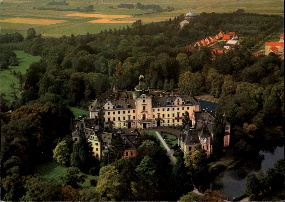 Schloss and Mausoleum Buckeburg Lower Saxony Germany Aerial vtg postcard b967