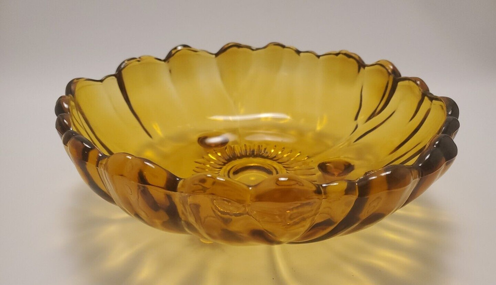 Vintage Amber Indiana Glass Serving Bowl 11