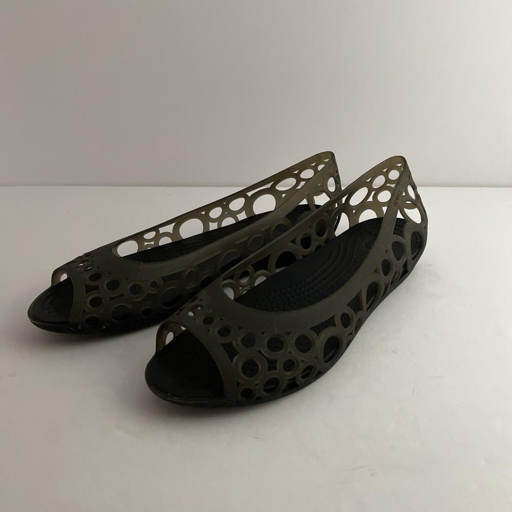 Crocs Adrian Jelly Slip On Peep Toe Flats Sandals Women's size 9