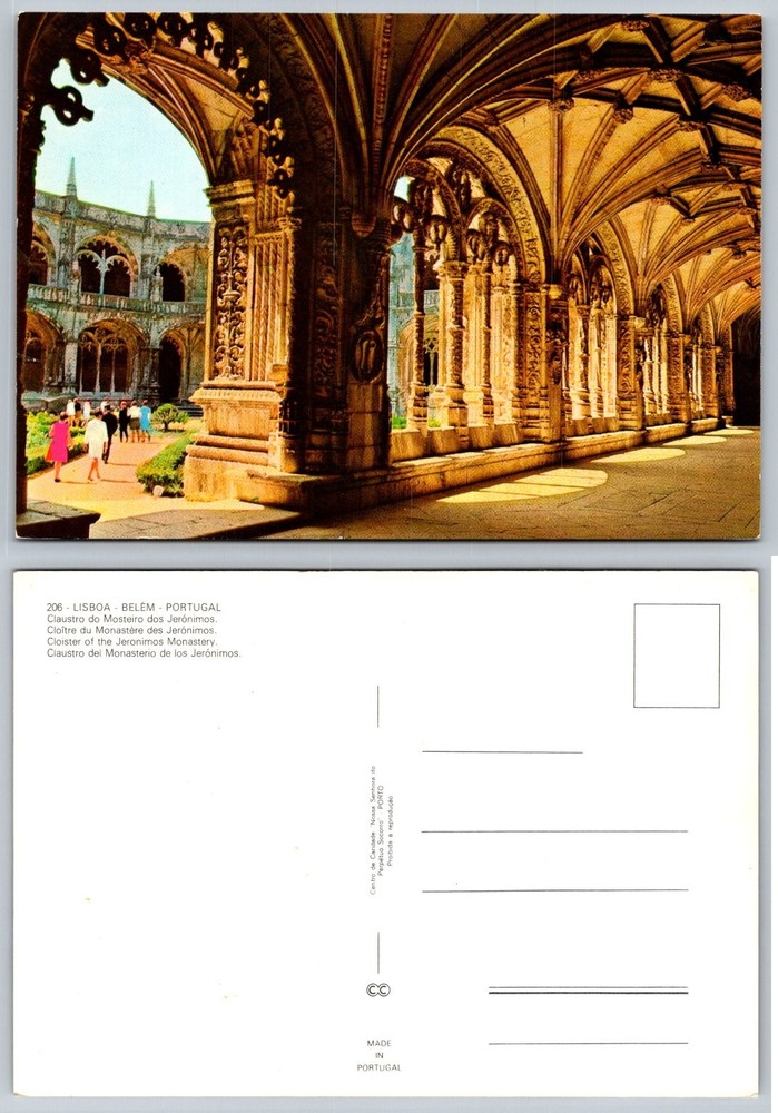 Jeronimos Monastery Cloister Lisbon Portugal Vintage Postcard Belém