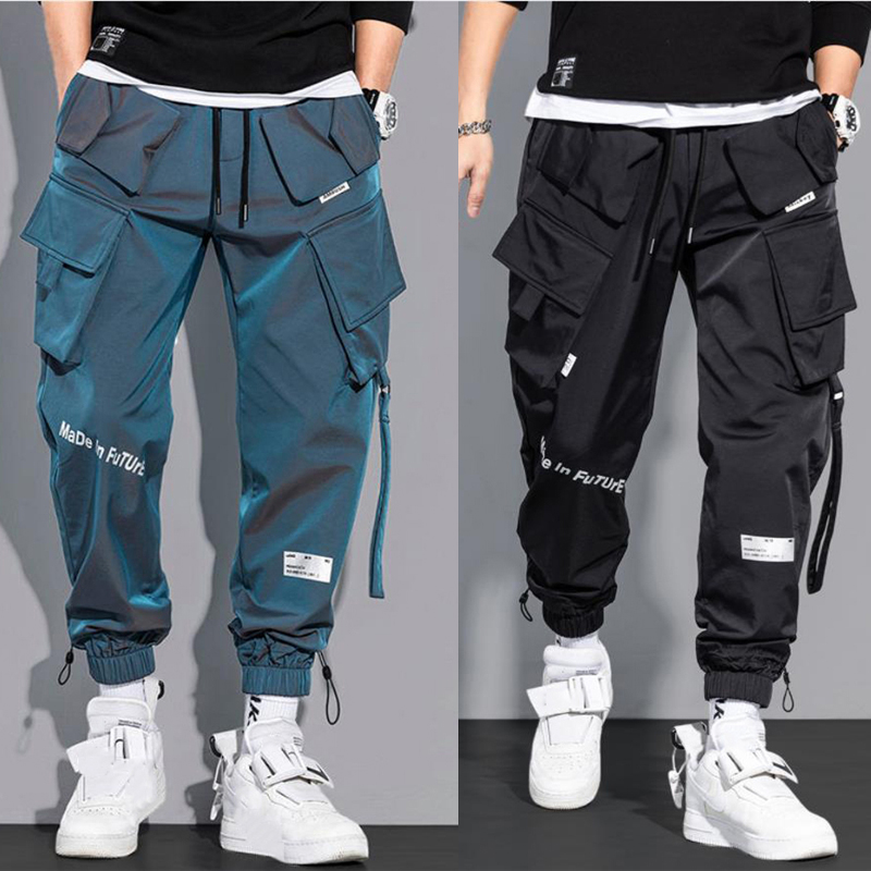 Men's Hip Hop Cargo Sweatpants Multi-Pocket Streetwear Trousers