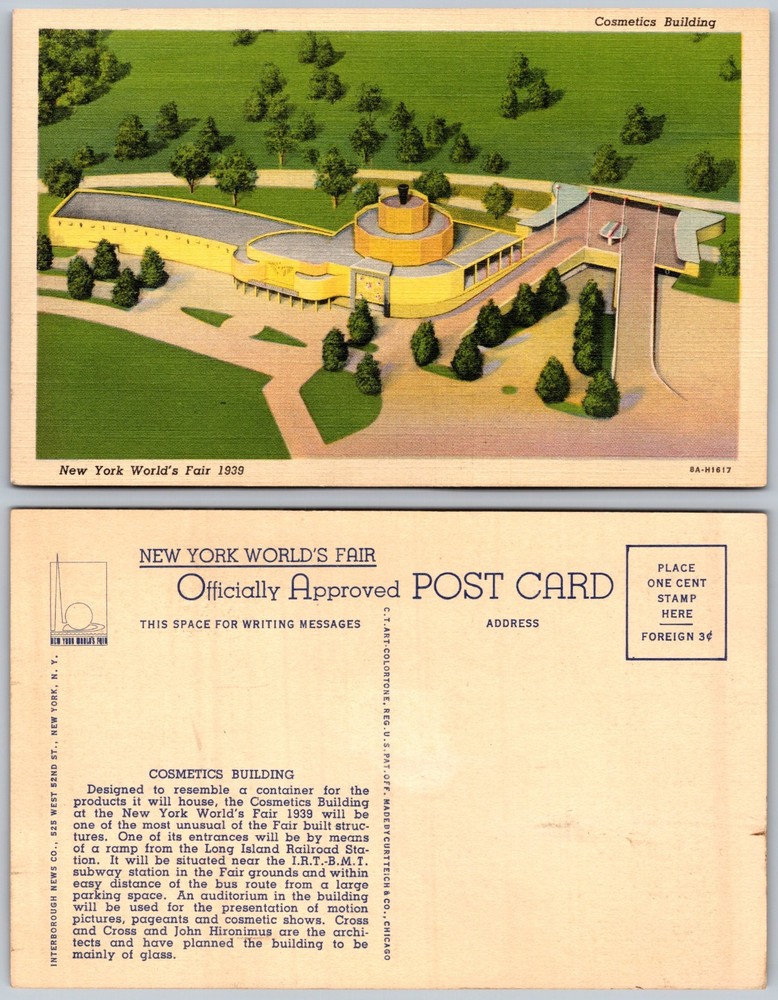 Cosmetics Building New York Worlds Fair 1939 Postcard
