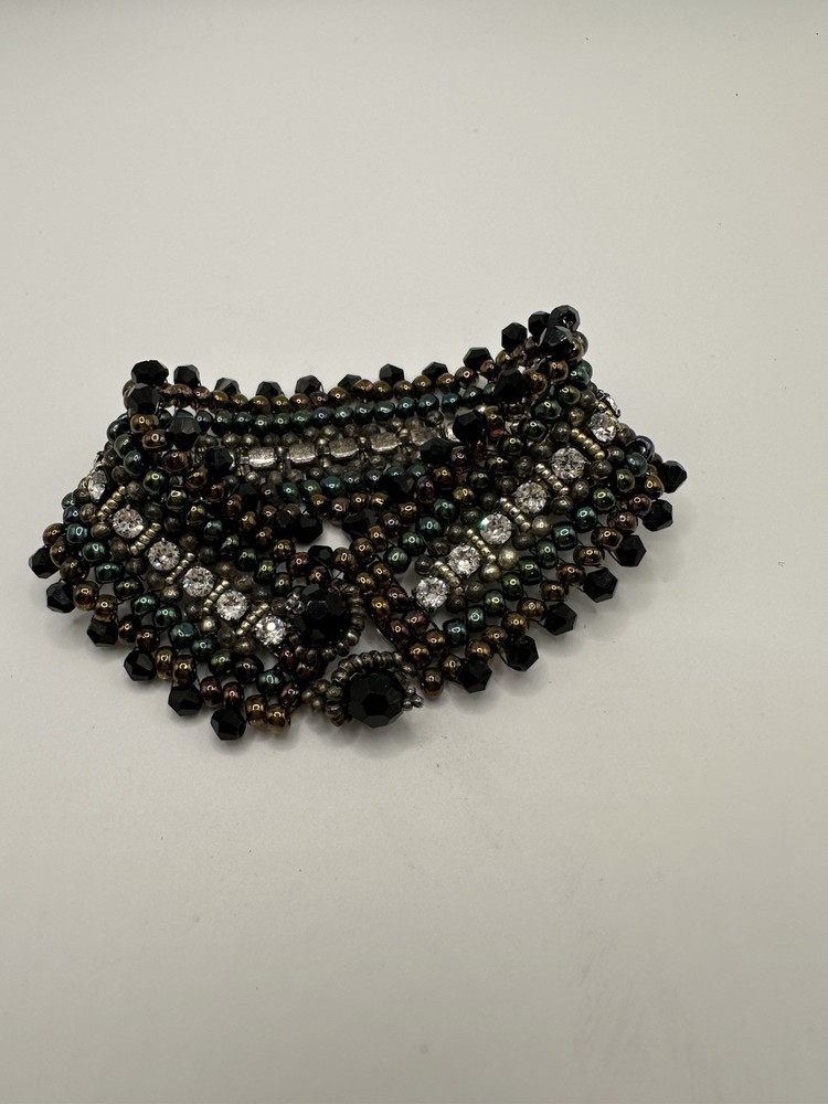 Multi Color Beaded Rhinestone Bracelet Size 7.5