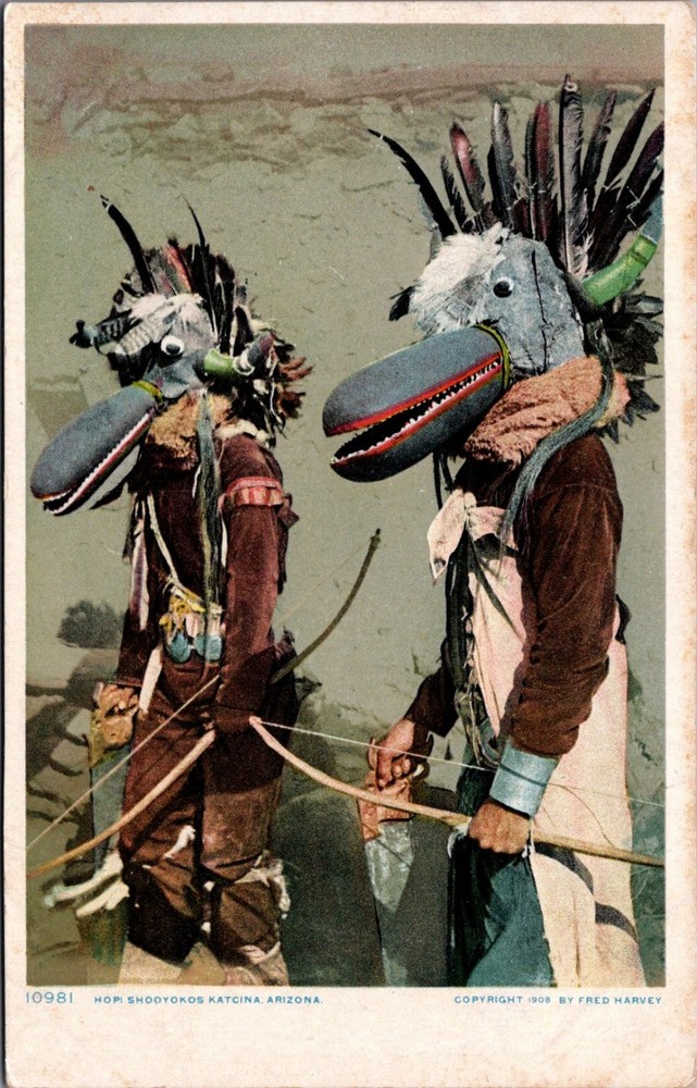 1908 Fred Harvey Hopi Shoodyokos Katcina Arizona Native American Postcard