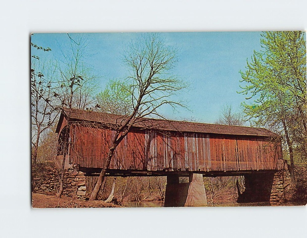 Postcard Fort River Covered Bridge Pioneer Valley Massachusetts