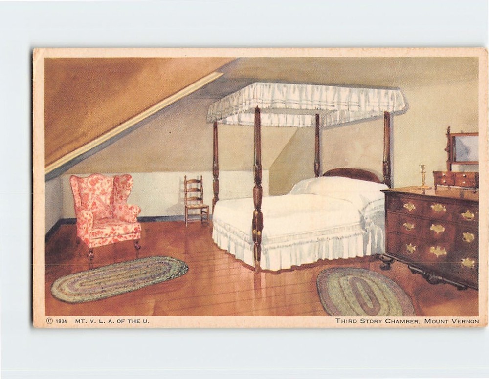 Postcard Third Story Chamber Mt. Vernon Virginia USA