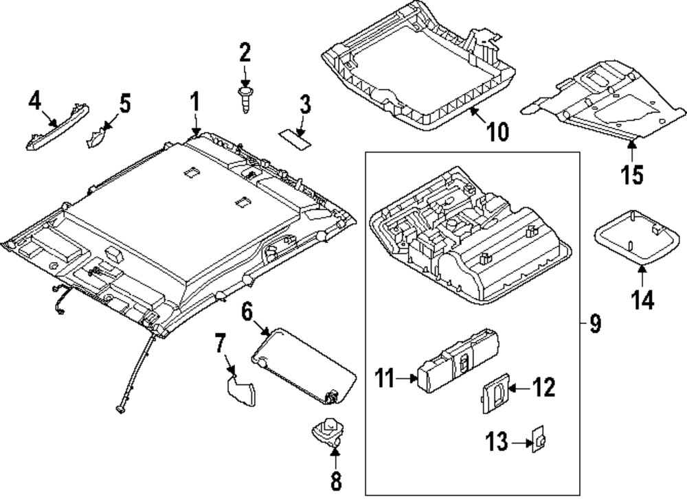 Genuine Nissan Overhead Console 26430-9BU3A