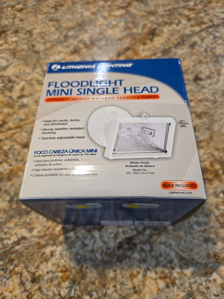 Lithonia Lighting Floodlight Mini Single Head Security Light Halogen White Case