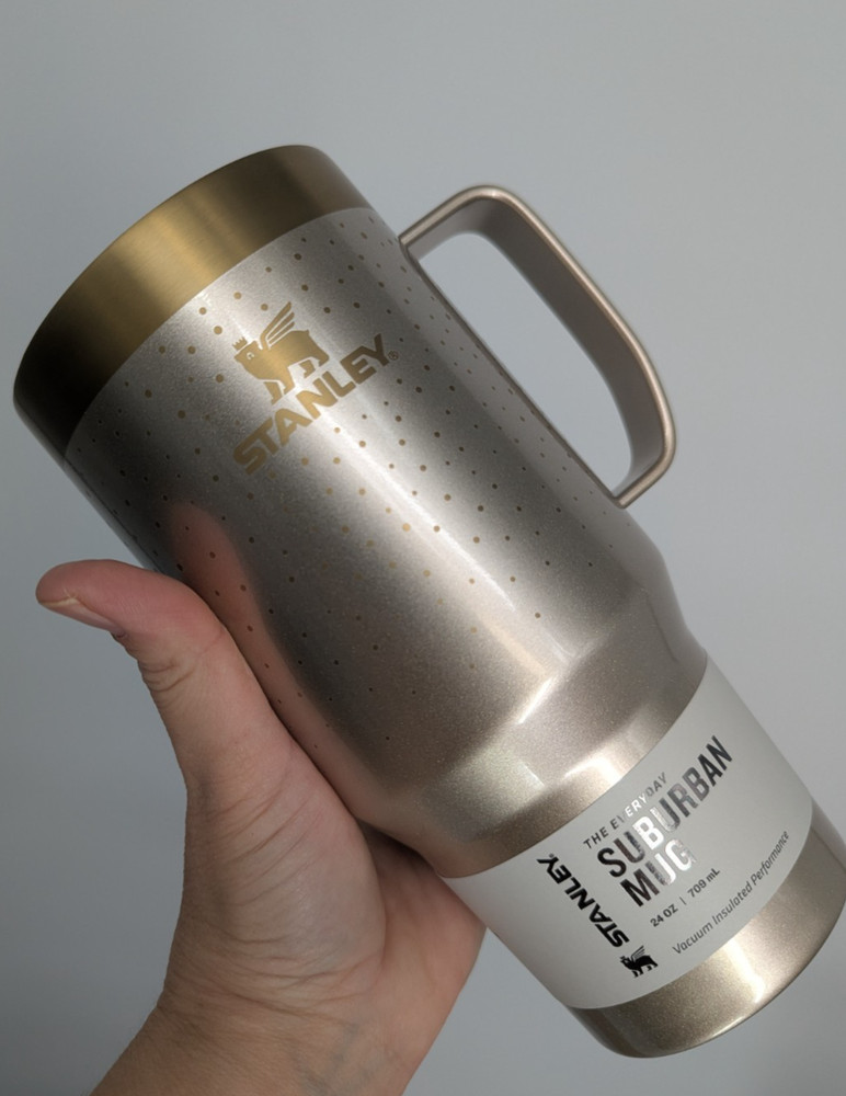 new STANLEY Everyday Suburban Mug cup 24 OZ Prosecco Shimmer Gold cold hot