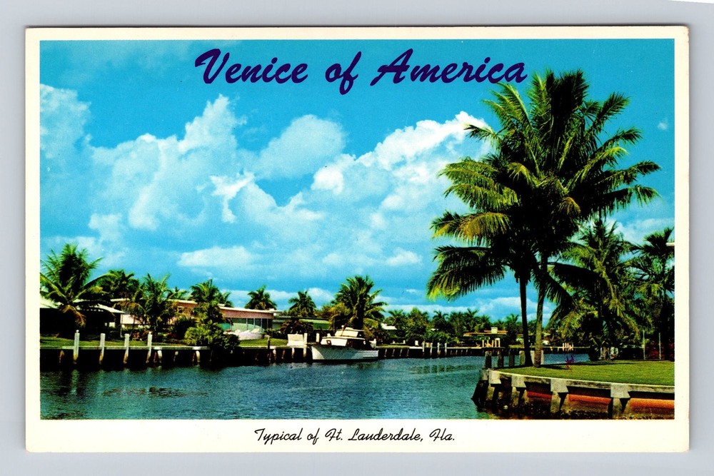 Fort Lauderdale FL-Florida Homes On The Waterways Vintage Postcard