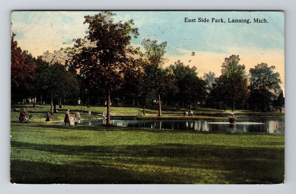 Lansing MI-Michigan, People at the Pond in East Side Park, Vintage Postcard
