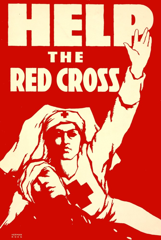 Help the Red Cross Decorative Poster. Fine Graphic Art. Interior Design. 2173