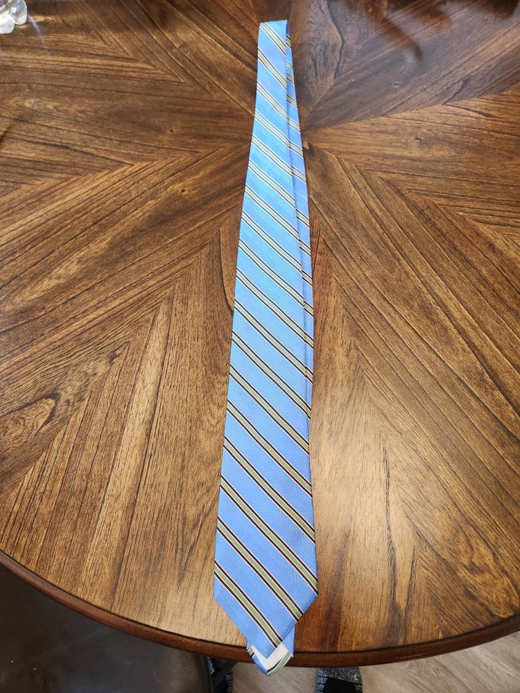 Brooks Brothers Mens Pure Silk 346 Tie Blue with Stripes Made In USA