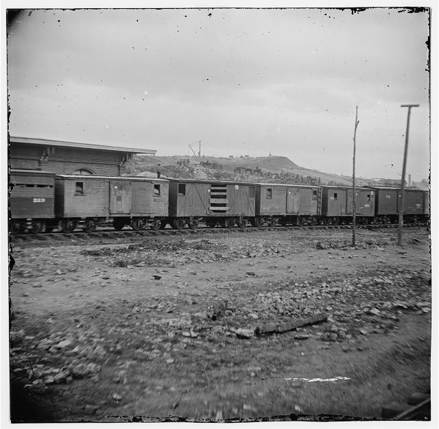 Photo:Chattanooga, Tennessee. Federal cavalry guarding railroad depot