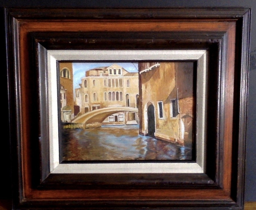 Vintage Original Oil On Canvas Venetian Canals Venice Italy Signed & Framed