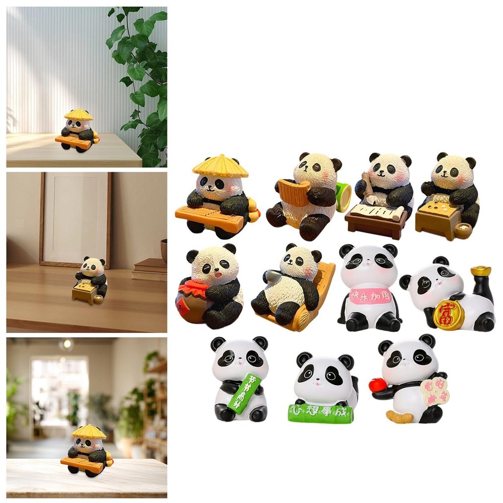 Panda Figurine Tabletop Ornament Animal Sculpture Small Statue for Table