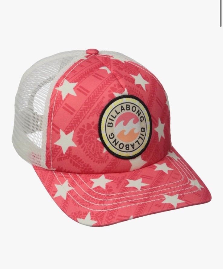 Billabong Girls Shenanigans Trucker Hat Mesh Snapback Cap Stars Red America USA