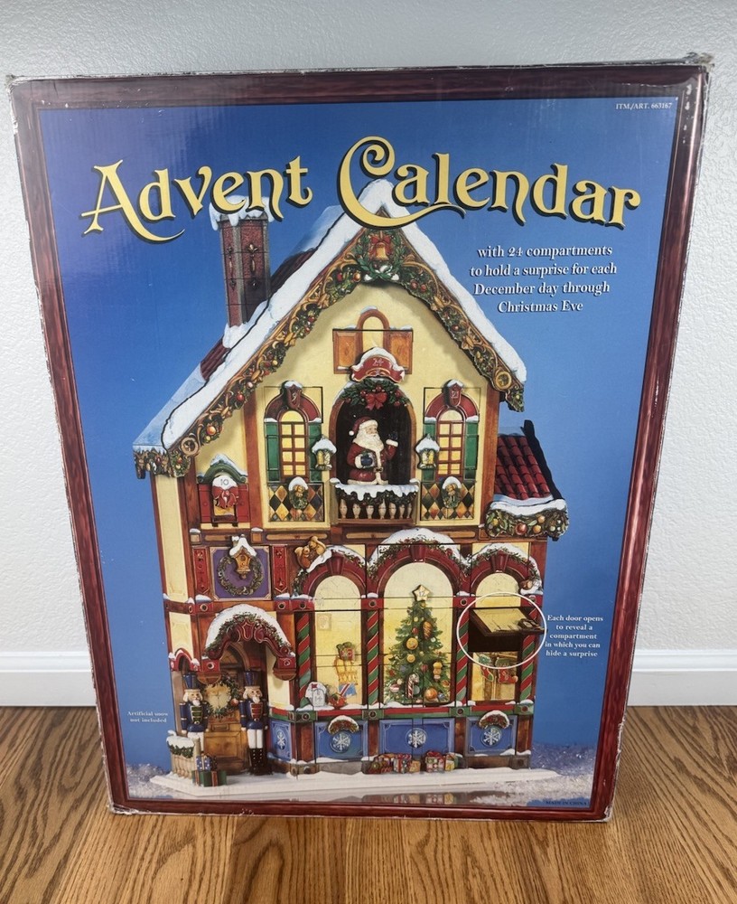 Costco Advent Calendar 24 Doors Wooden  #663167 Santa House Christmas READ