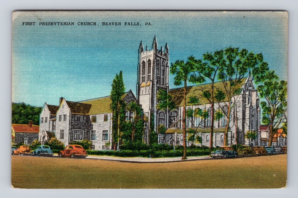Beaver Falls PA-Pennsylvania, First Presbyterian Church, Vintage Postcard
