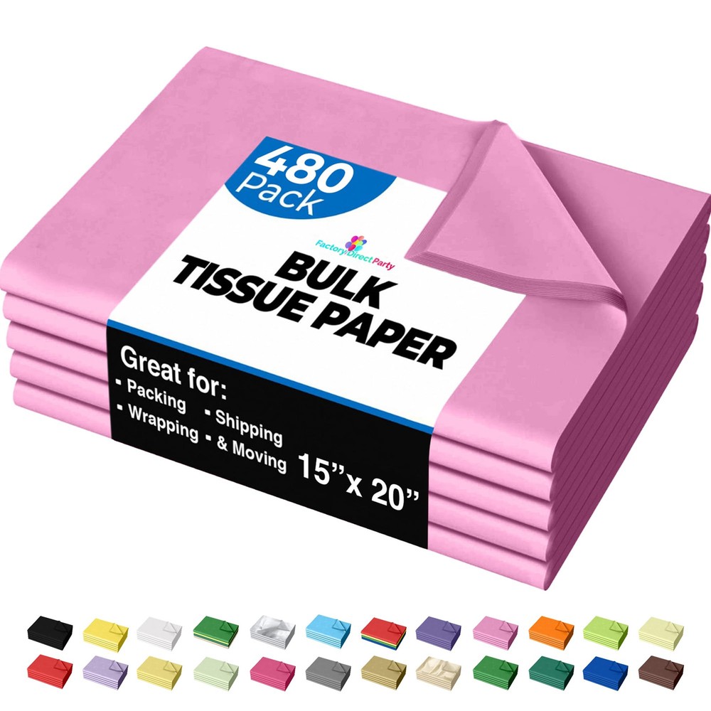 480 Sheets Bulk Pink Tissue Paper - 15