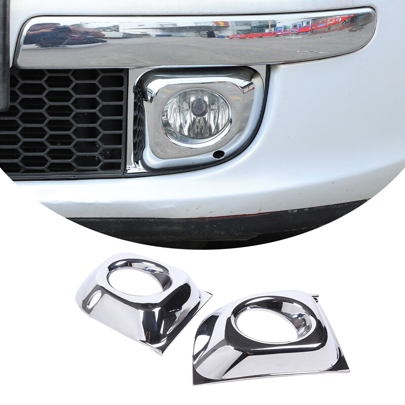 2PCS ABS Silver Front Fog Light Lamp Frame Trim Cover For Fiat 500 2011-2015