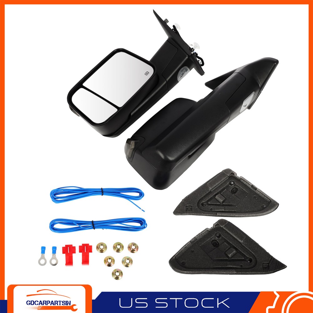 Heated Tow Mirrors Pair Power Puddle Signal Light For Dodge RAM 1500-3500 09-17