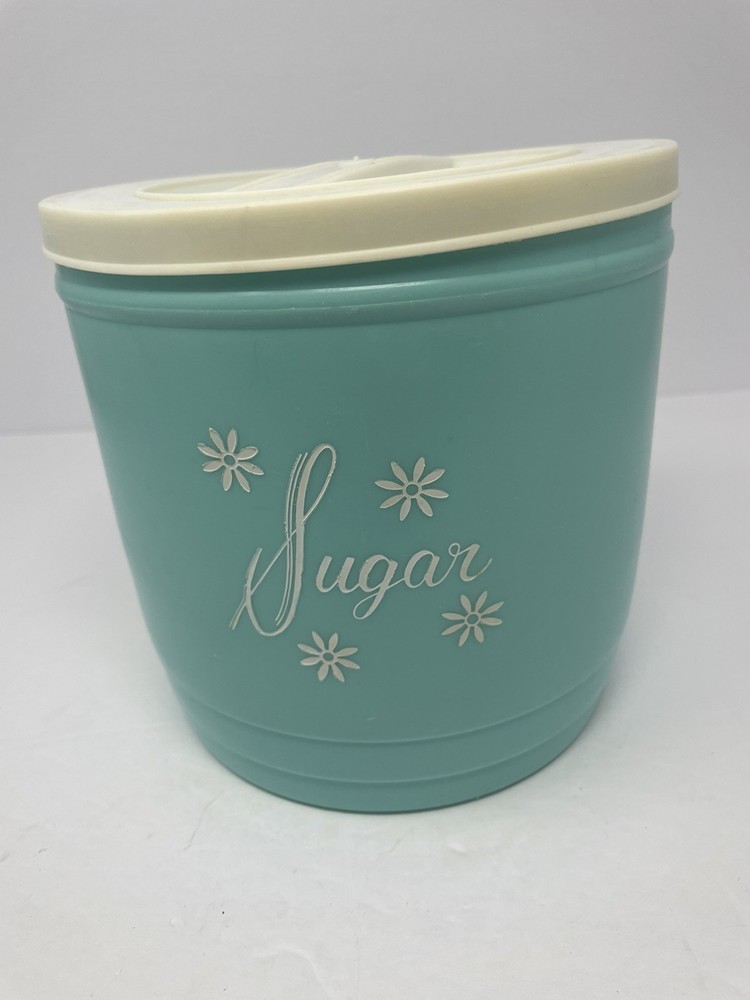 Vintage Stanley Atomic Turquoise Sugar Canister w/Lid 1950s Kitchen