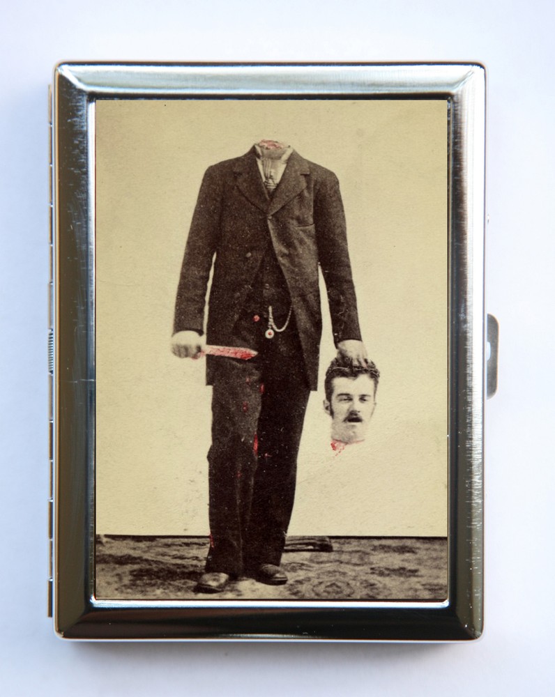 Victorian Headless Man Cigarette Case id case Wallet Business Card Holder