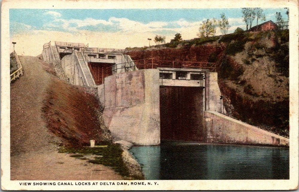 1917 Delta Dam Canal Locks Postcard Rome NY WM. Jubb Co. Posted