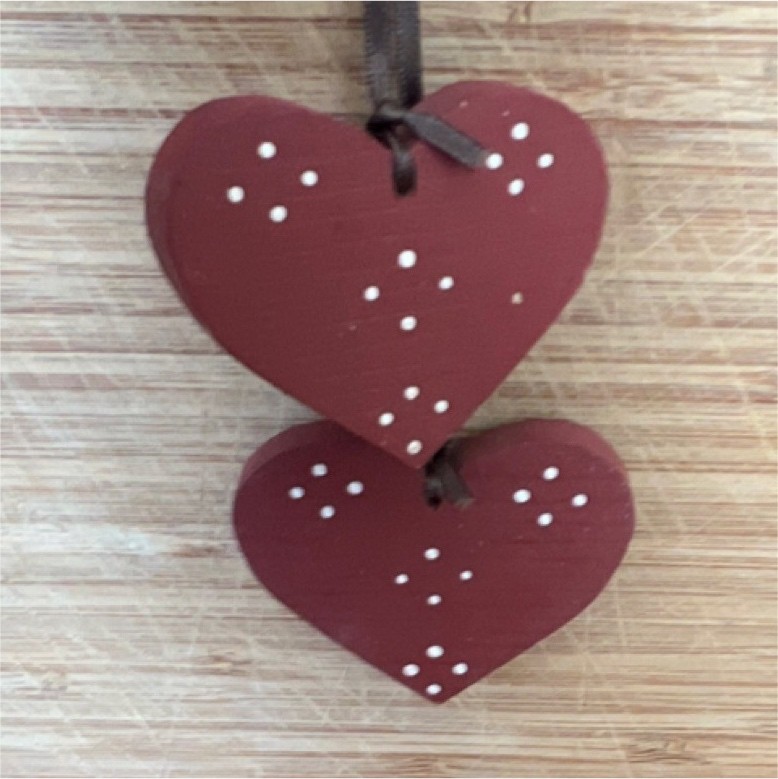 Wood Hanging Heart Sign Red White Country Decorative Set of 2 Painted