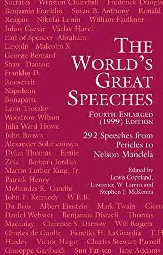 The World's Great Speeches: - Paperback, by Copeland Lewis; Lamm - Acceptable n