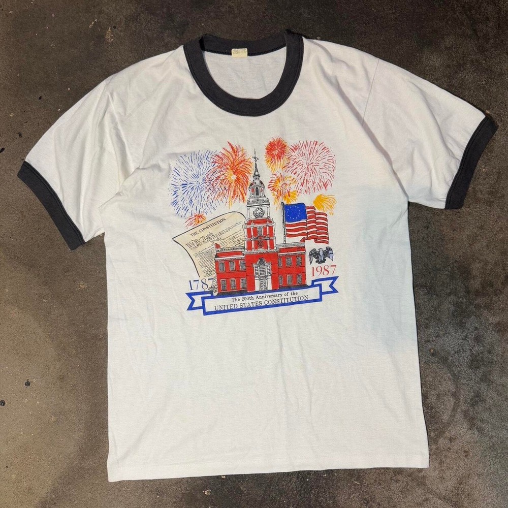 Vintage American History Ringer T-Shirt Retro Style