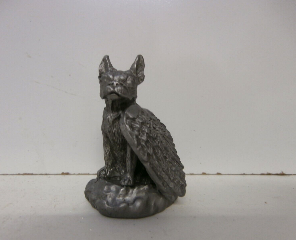 Tiny Ones Pewter Angel Wings Boston Terrier Dog Figurine Statue Memorial 2