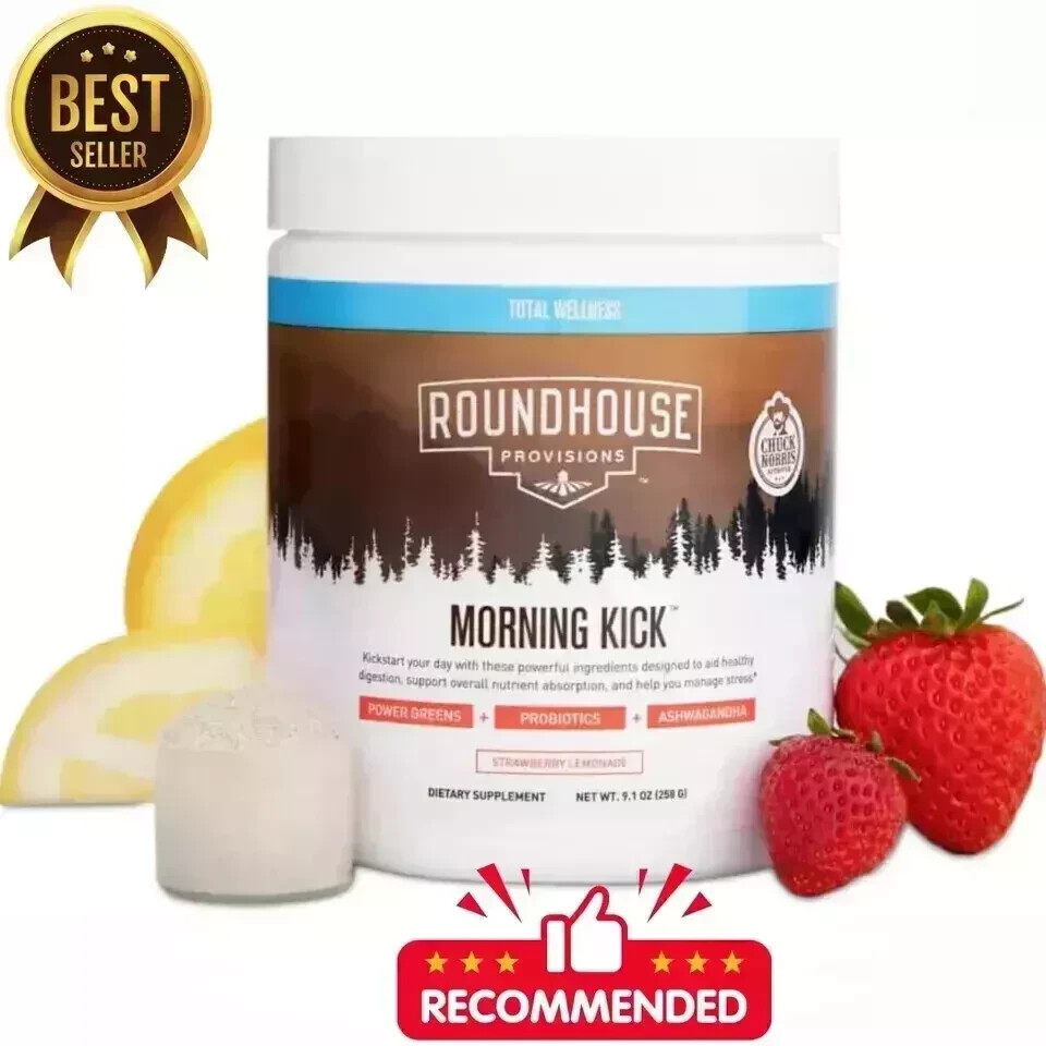 ROUNDHOUSE PROVISIONS MORNING KICK-DIGESTIVE POWDER-STRAWBERRY LEMONADE 9.1 0Z