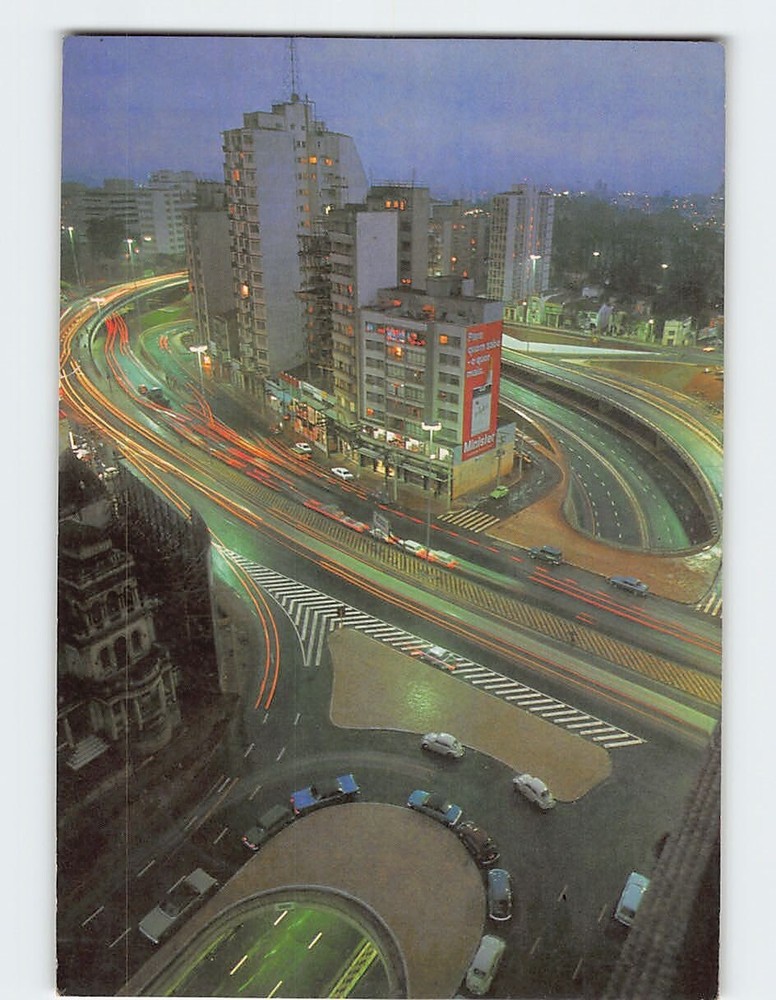Postcard Night View Roads Ring of Consolacao Street Sao Paulo Brazil