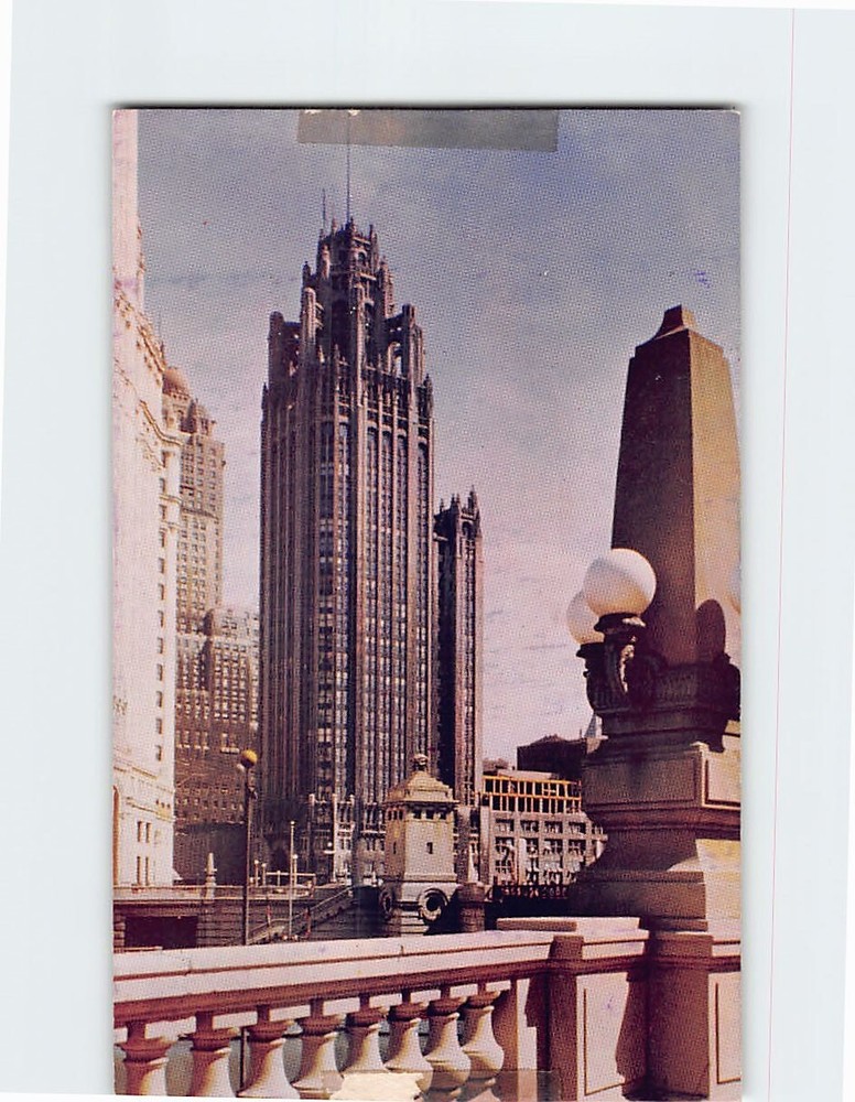 Postcard Tribune Tower & Michigan Avenue Chicago Illinois USA