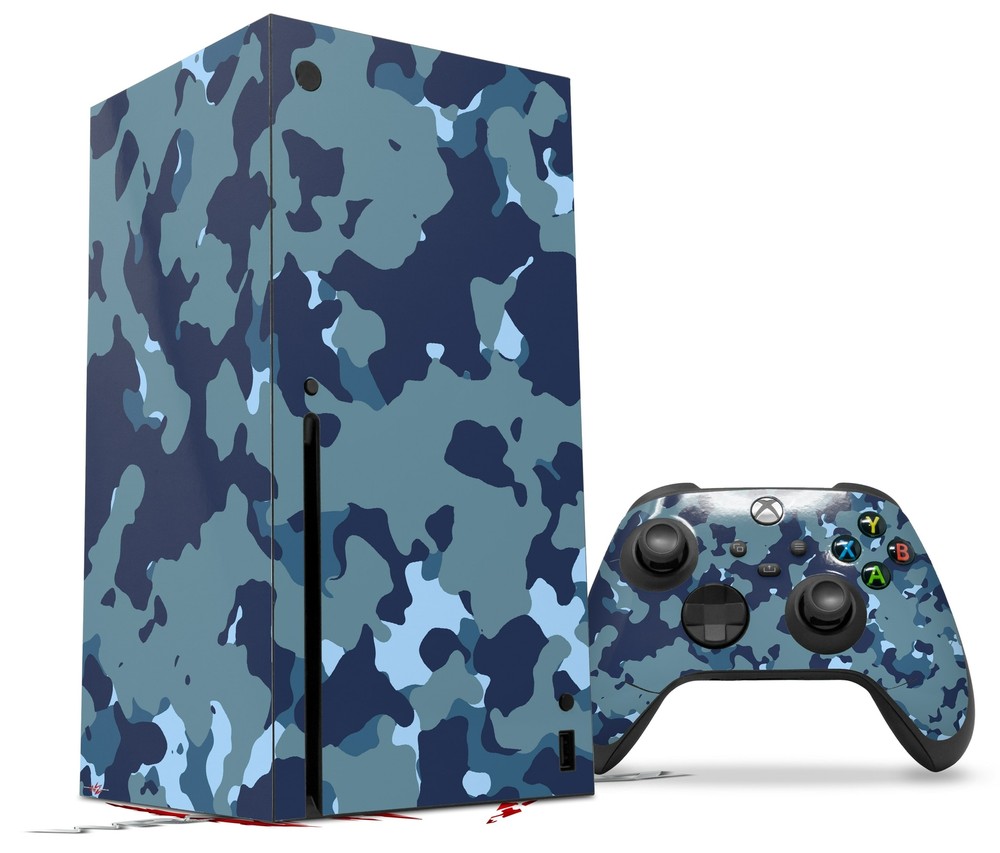 Skin Set for XBOX Series X WraptorCamo Old School Camouflage Camo Navy