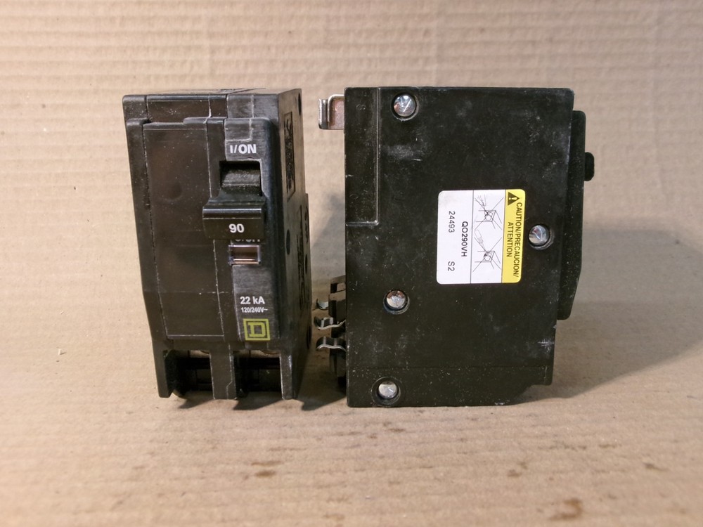 NEW Square D QO290VH 2 Pole 90 Amp 120V Circuit Breaker Yellow FLAW #172