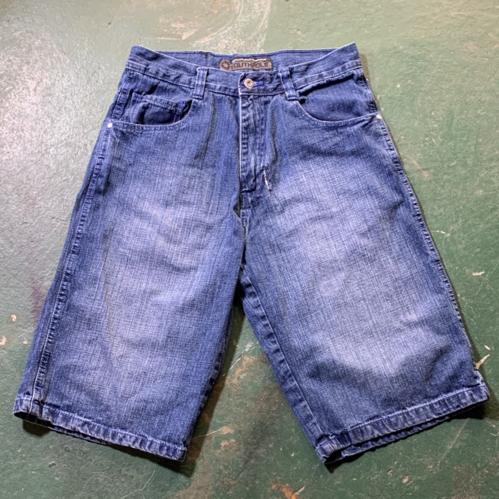 Southpole Knee Length Baggy Denim Shorts With Pockets 90s Style Size 34