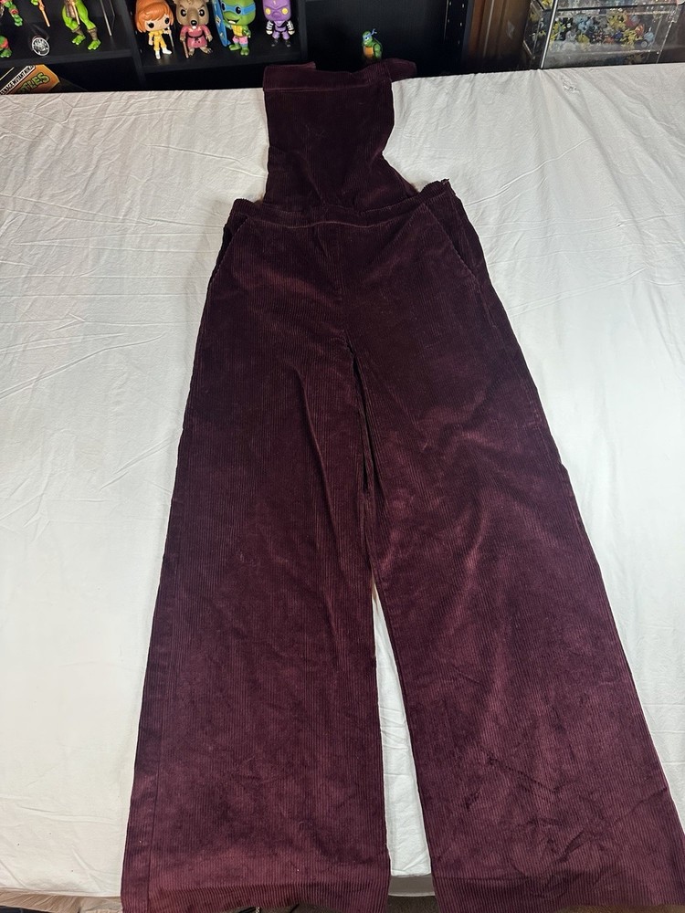 🍷 Vintage Corduroy Overalls Burgundy Wide Leg Jumpsuit S Xhilaration Wide-Leg